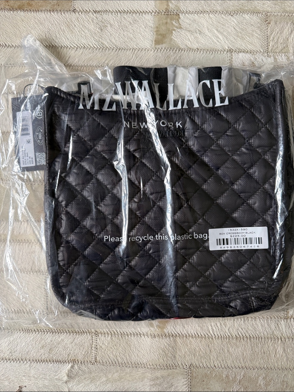 MZ Wallace Black Quilted Nylon Messenger Crossbody NWT